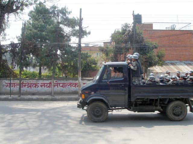 Polling station in front of the Krishna Temple at Mangal Bazaar