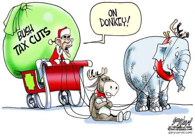 Santa Obama Drives Recalcitrant Donkey