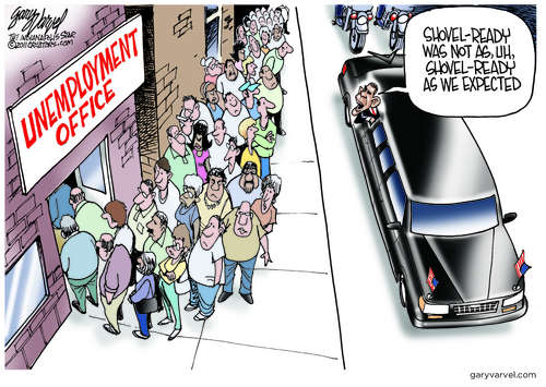 Obama Observes Workers Lining Up For Shovel-Ready Jobs