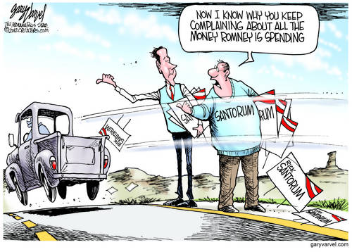 Effects Of Romney Election Spending Show Up In Santorum Campaign