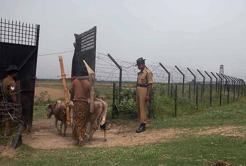 passing through border gate into mans land.