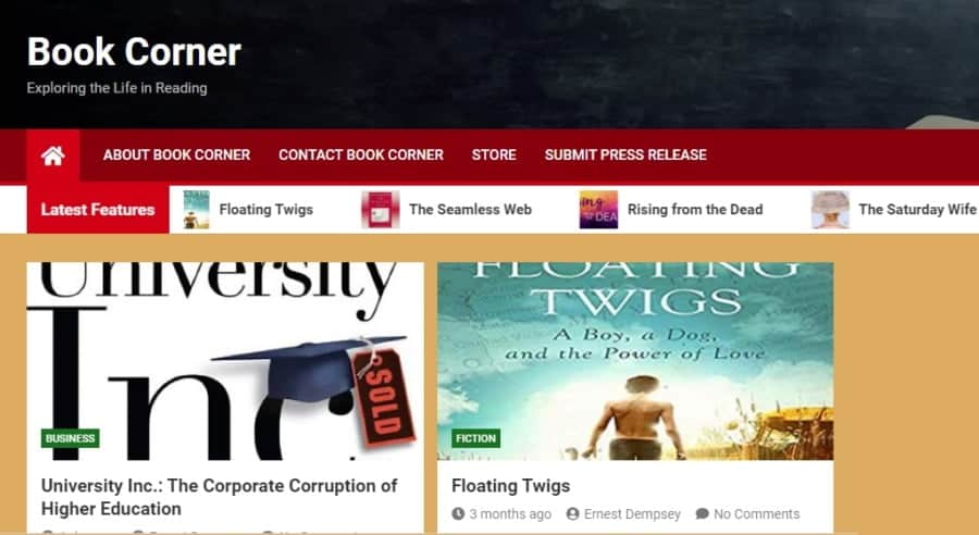 Book Corner – Ernest Dempsey Launches New Book Review Site