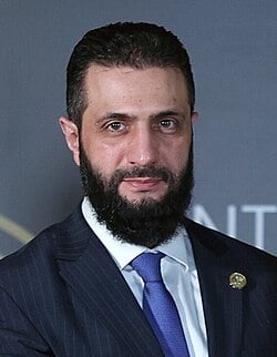 Ahmed al Sharaa-al-Jolani in 2025 - public domain photo via wikipedia