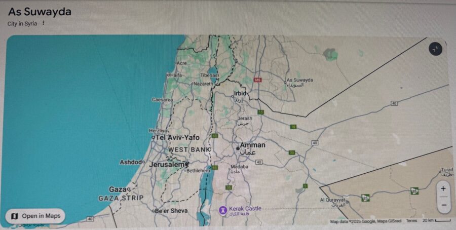 The town of Sweida location map