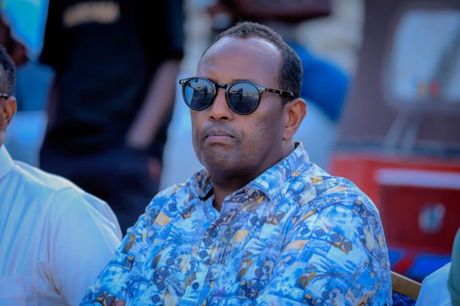 Chairman of Somali Community in Holland Abdulkadir Ali Nuune watching final beach soccer tournament. photo: Abdulkadir Muse Osman