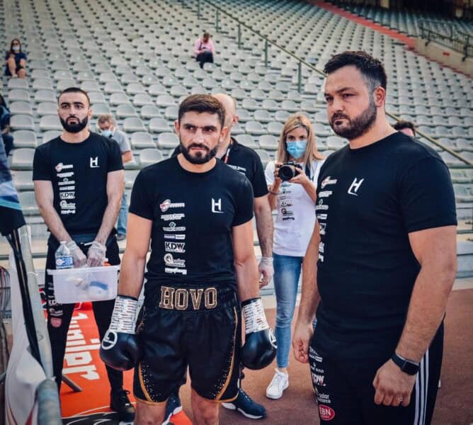 Professional boxers preparing for a fight at the EXOR Method training camp.