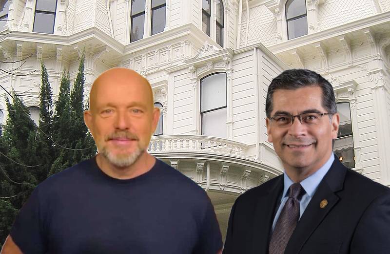 Illustration of Steve Hilton and Xavier Becerra during California’s post-primary vote count