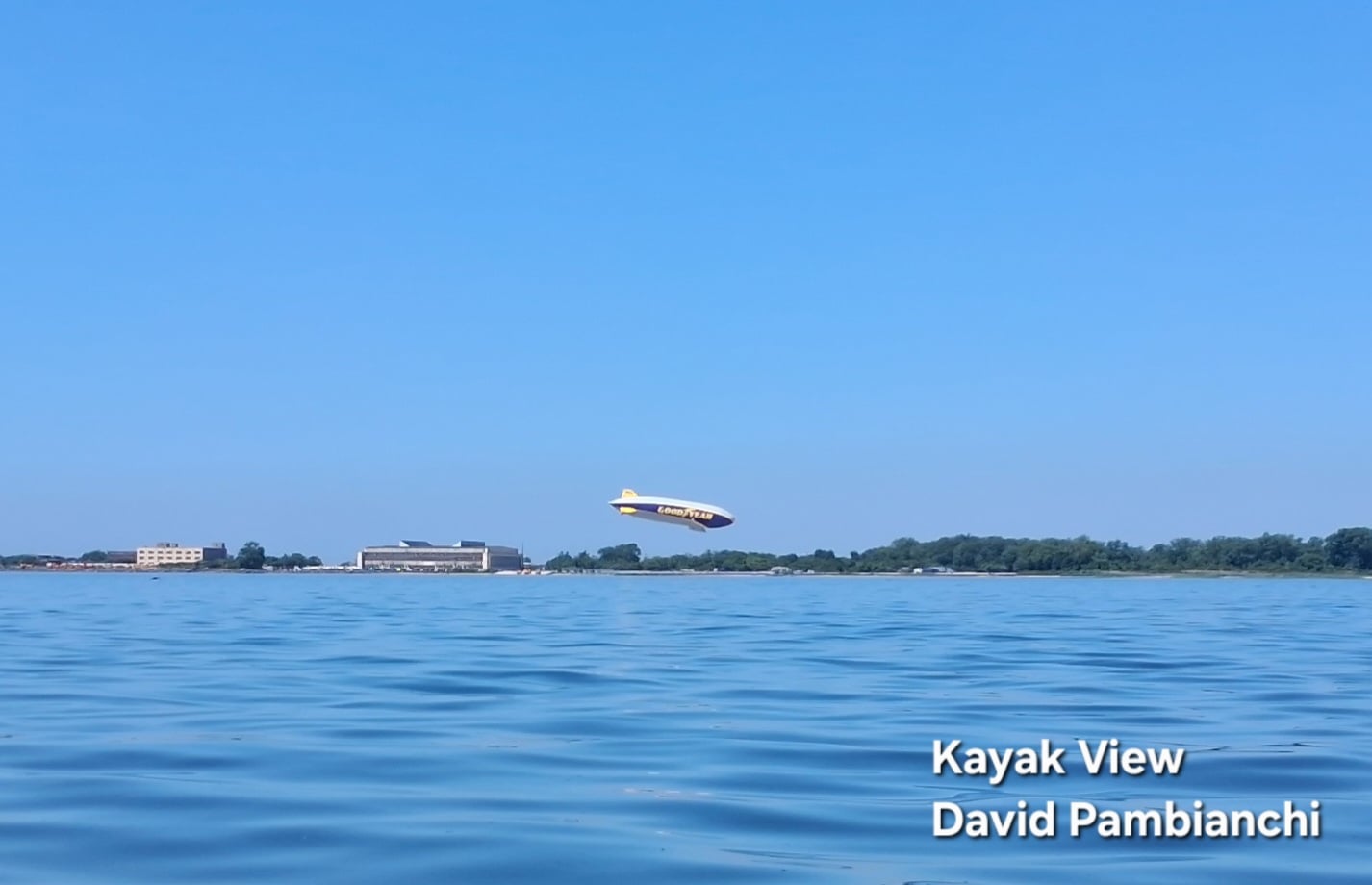 goodyear blimp seen from kayak