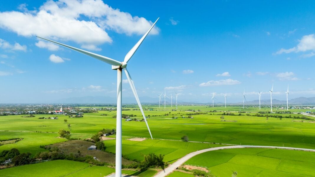 wind farm with turbines