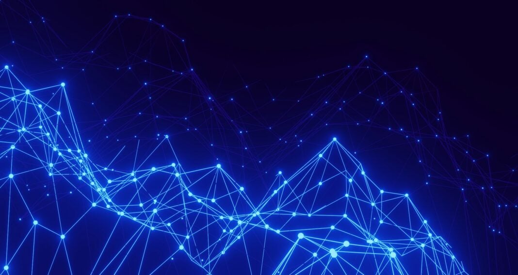 blue background with dots and lines