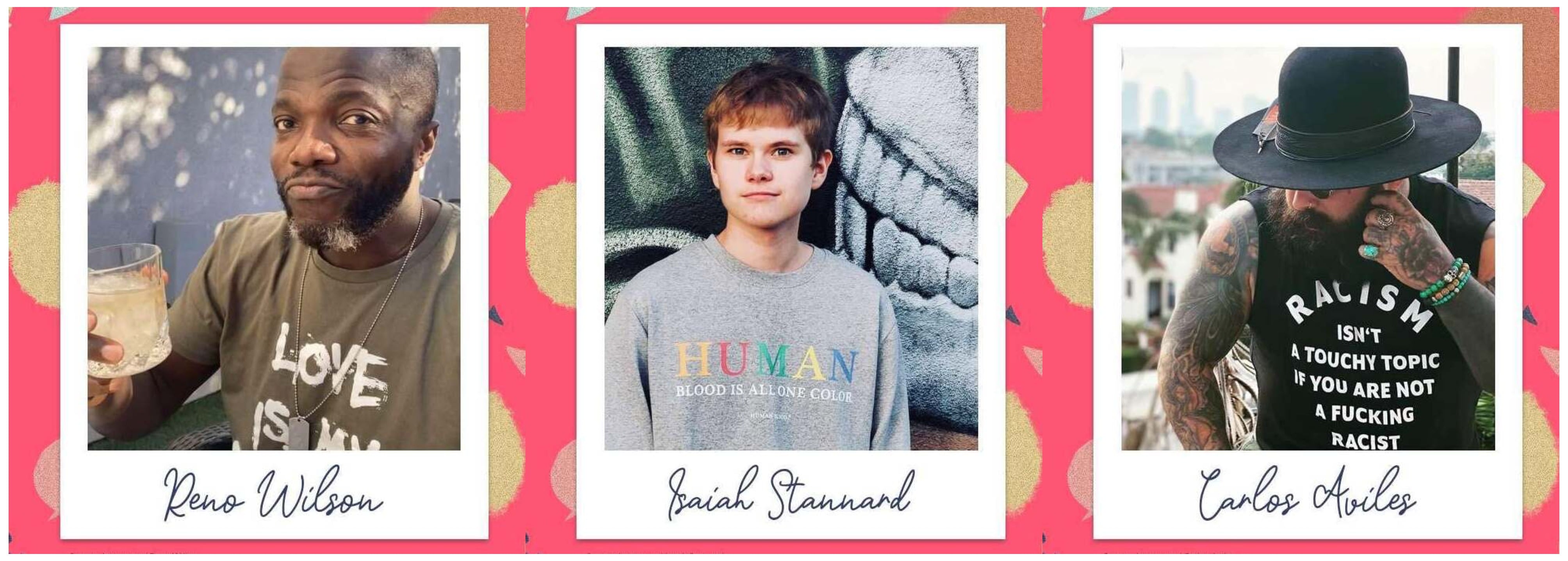 Reno Wilson, Isaiah Stannard and Carlos Aviles of Good Girls in HUMAN BLOOD. Campaign graphics by HUMAN BLOOD, from the actors' own posts.