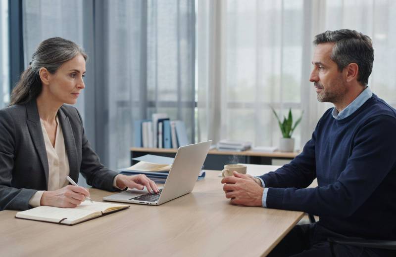 Franchise recruitment professional reviewing applicant information to assess candidate readiness and suitability. illustration via ideogram.